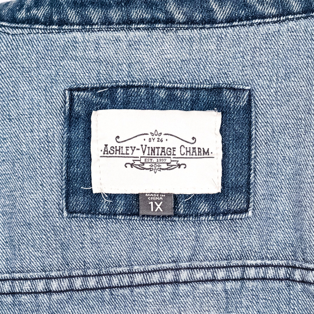 Ashley Vintage Charm Women's Denim Trucker Jacket Size 1X Classic Casual Western - Picture 7 of 7
